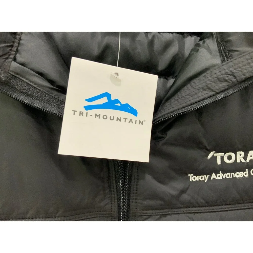 Tri Mountain Toray Puffer Vest Black Quilted Full‎ Zip Logo Mens 2XL
